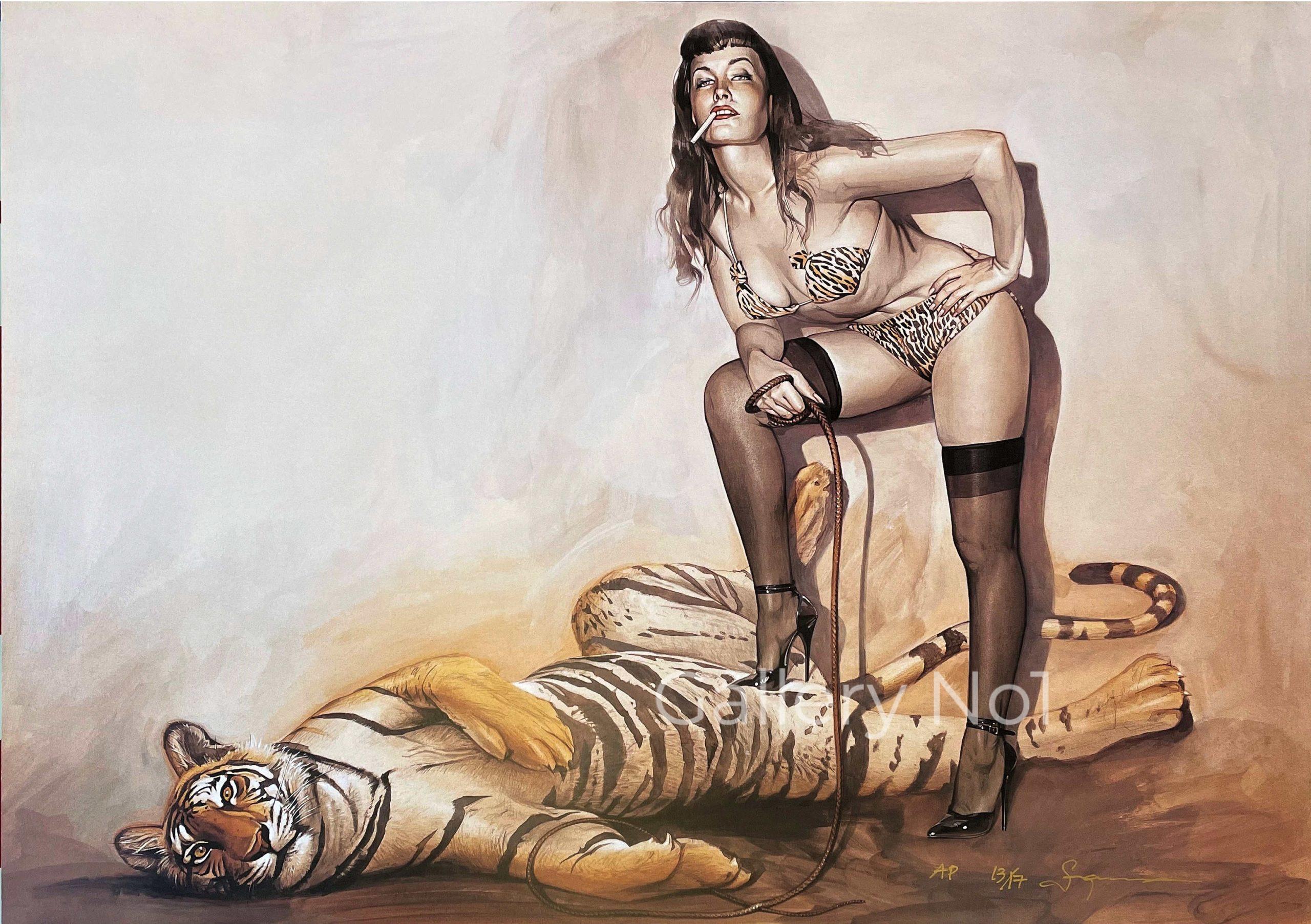 hajime-sorayama-erotic-print-gallery-no1-No 84 - Bettie Page FIND EROTIC PRINT OF BETTIE PAGE BY HAJIME SORAYAMA